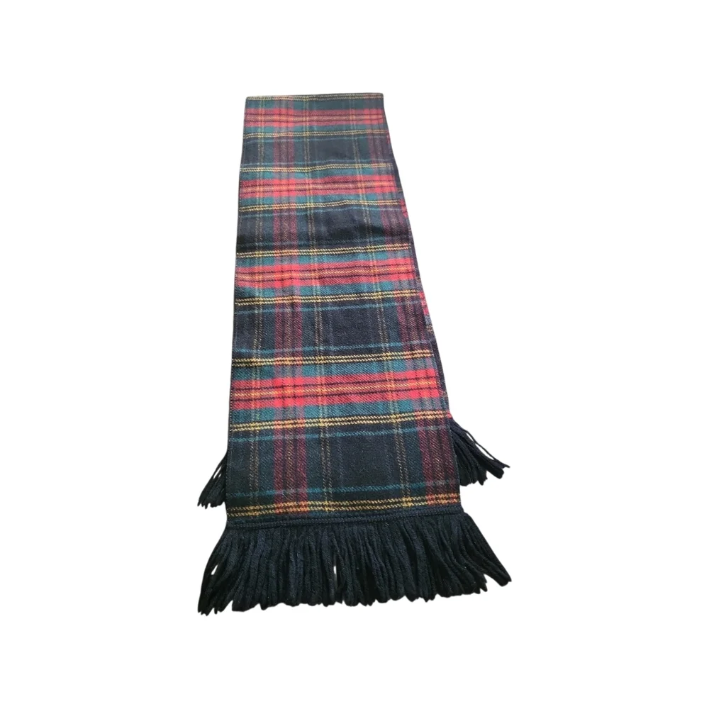 Vintage 70's Wool Preppy Tartan Plaid Fringe Scarf / Cabincore